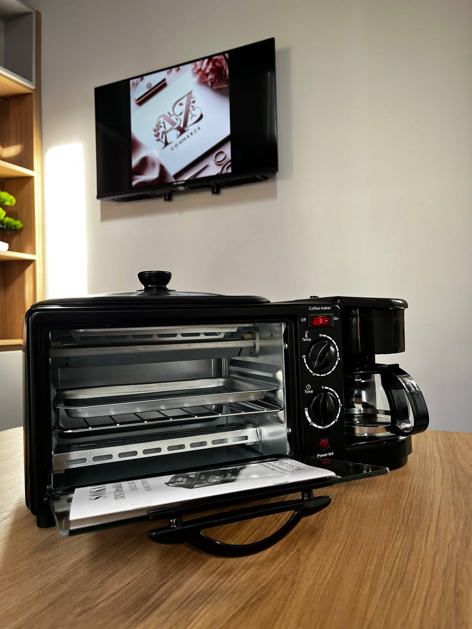 Horno 3 en 1: Plancha y Cafetera 1 L