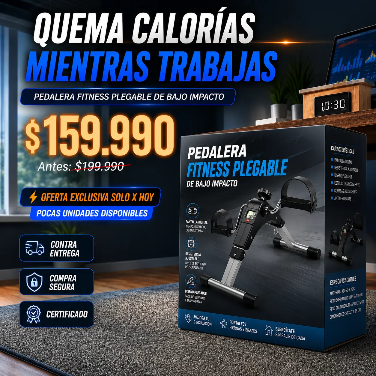 Mini Bicicleta Estática Plegable – Ejercítate Viendo TV y Guárdala Bajo la Cama