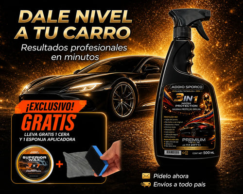 Recubrimiento Cerámico 3 En 1 en 500 ml + Regalo: Cera y Esponja Gratis
